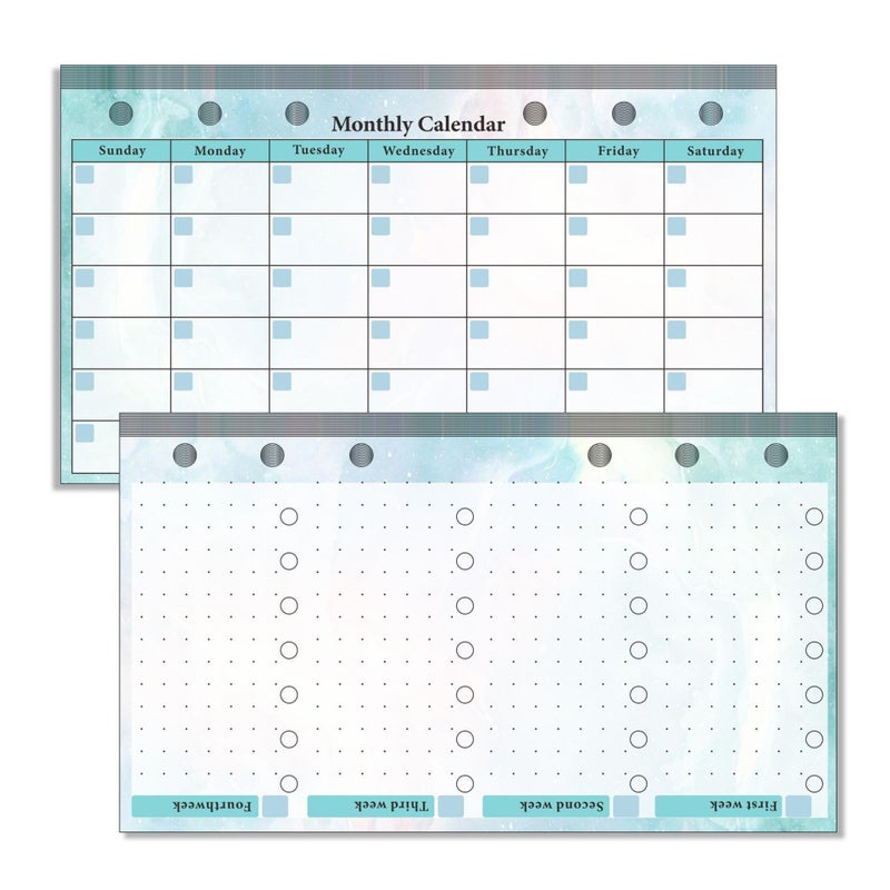 Generic 6-Hole Binder Refill Paper Notebook Inserts Gradient Month Plan (14 Pack) 