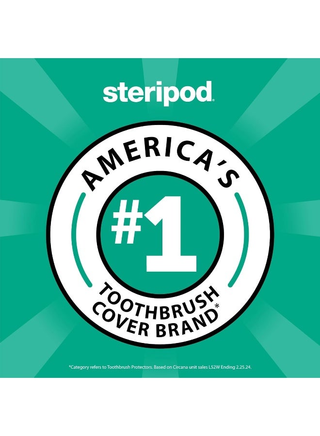 Steripod حامي فرشاة الأسنان ستيريبود القابل للتعليق يحافظ على فرشاة الأسنان نظيفة ومنعشة يناسب معظم فرش الأسنان اليدوية والكهربائية أزرق أخضر شفاف 4 قطع - Image 5