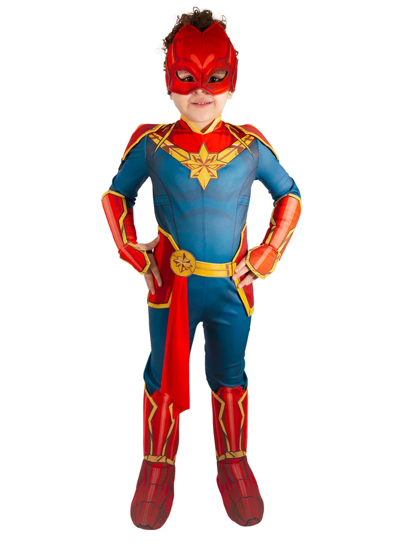 Party Centre Captain Marvel Deluxe Costume, Girl Superhero Child Costume, Cosplay Dress Up