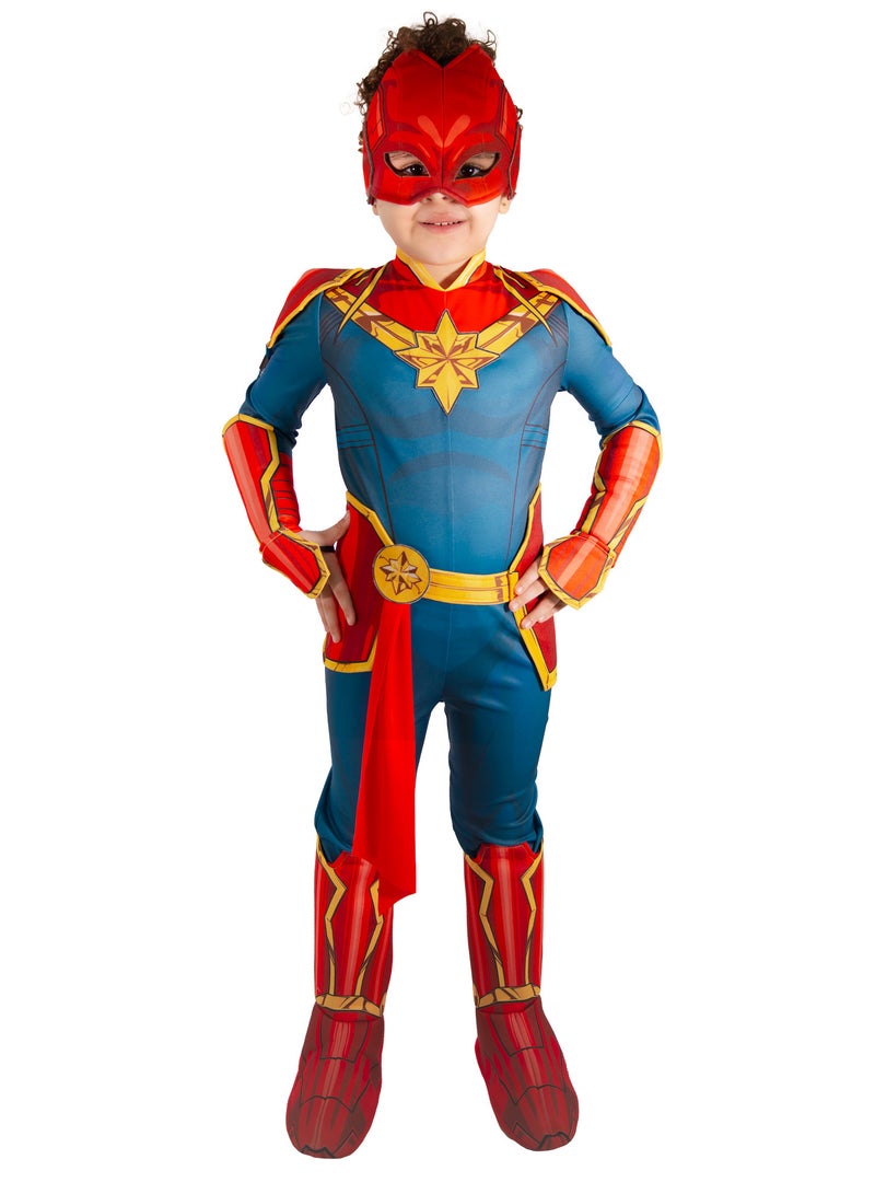 Party Centre Captain Marvel Deluxe Costume, Girl Superhero Child Costume, Cosplay Dress Up - Image 1