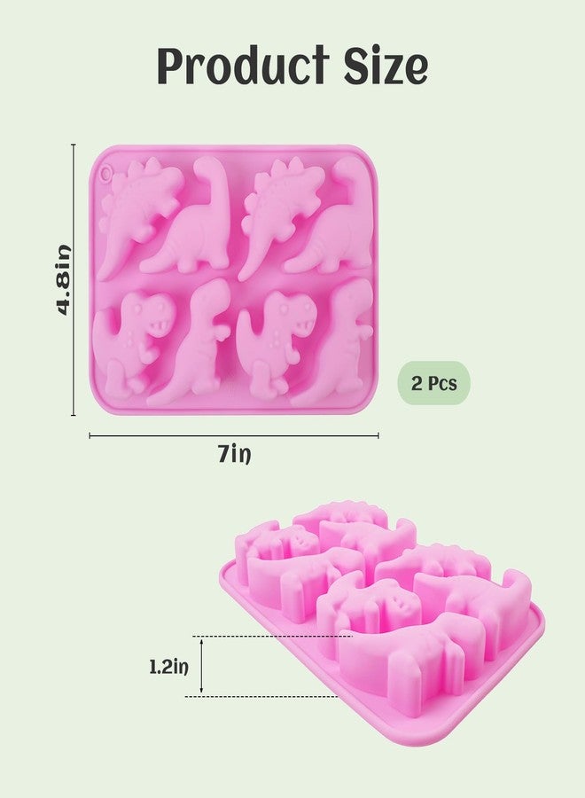 SXoonKing 2 Pack Dinosaur Silicone Mold, Dinosaur Chocolate Molds, 8-Cavity Jello Mold for Candy Gummy Dessert Mousse Pastry Cupcake Cake Pop Topper Decorating, Non-Stick Crayon Molds Silicone Oven Safe - Image 2