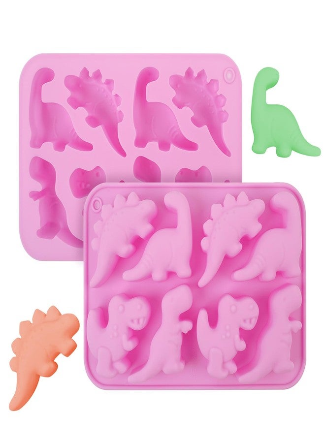 SXoonKing 2 Pack Dinosaur Silicone Mold, Dinosaur Chocolate Molds, 8-Cavity Jello Mold for Candy Gummy Dessert Mousse Pastry Cupcake Cake Pop Topper Decorating, Non-Stick Crayon Molds Silicone Oven Safe - Image 1