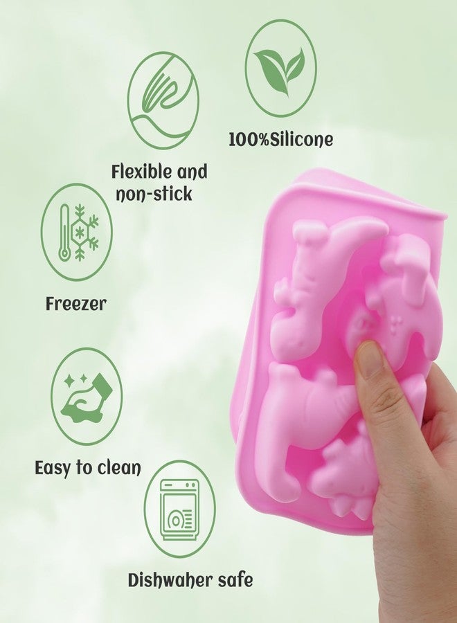 SXoonKing 2 Pack Dinosaur Silicone Mold, Dinosaur Chocolate Molds, 8-Cavity Jello Mold for Candy Gummy Dessert Mousse Pastry Cupcake Cake Pop Topper Decorating, Non-Stick Crayon Molds Silicone Oven Safe - Image 3