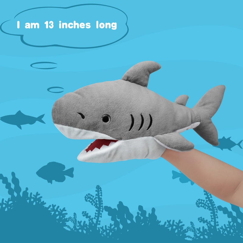 JUSTQUNSEEN Shark Hand Puppet Realistic Plush Puppet 13", Puppets for Kids Ocean Animal Hand Puppet with Moveable Mouth,Soft Stuffed Shar k Puppet Story Toys Shark Puppets Role Play Teaching Gift - Image 4