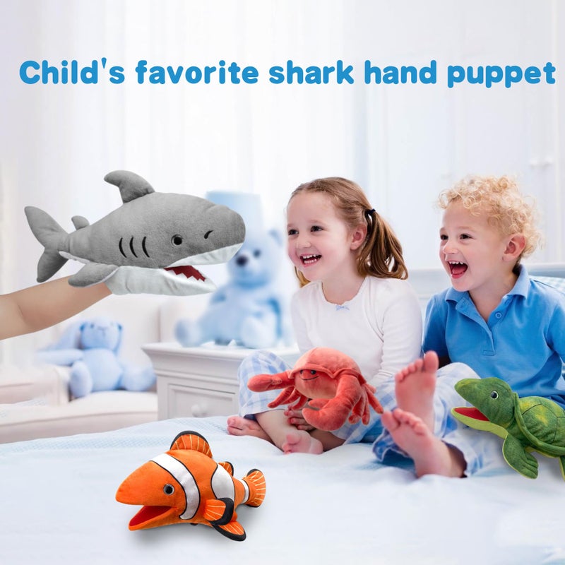 JUSTQUNSEEN Shark Hand Puppet Realistic Plush Puppet 13", Puppets for Kids Ocean Animal Hand Puppet with Moveable Mouth,Soft Stuffed Shar k Puppet Story Toys Shark Puppets Role Play Teaching Gift - Image 5