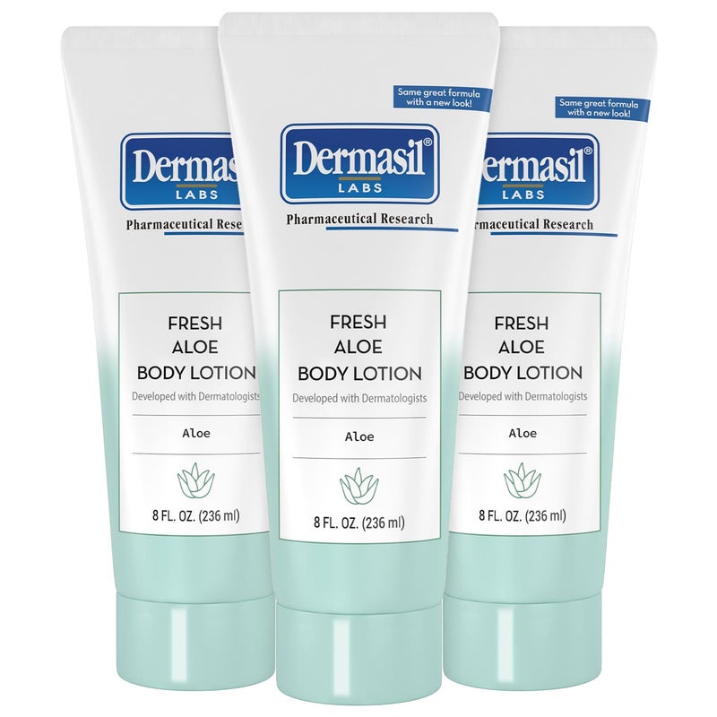 Dermasil Body Lotion, Fresh Aloe, 3-Pack â€“ Non-Greasy, Fast-Absorbing, Fresh Scent, 8 Oz Ea - Image 1