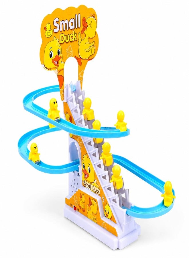 STOFFIER GARTEN Duck Slide Toy Set for Kids - Automatic Stair Climbing Duck Track Toy with Music & Flashing Lights, Cartoon Duck Roller Coaster Race Track Escalator Toy for Boys & Girls - Image 1