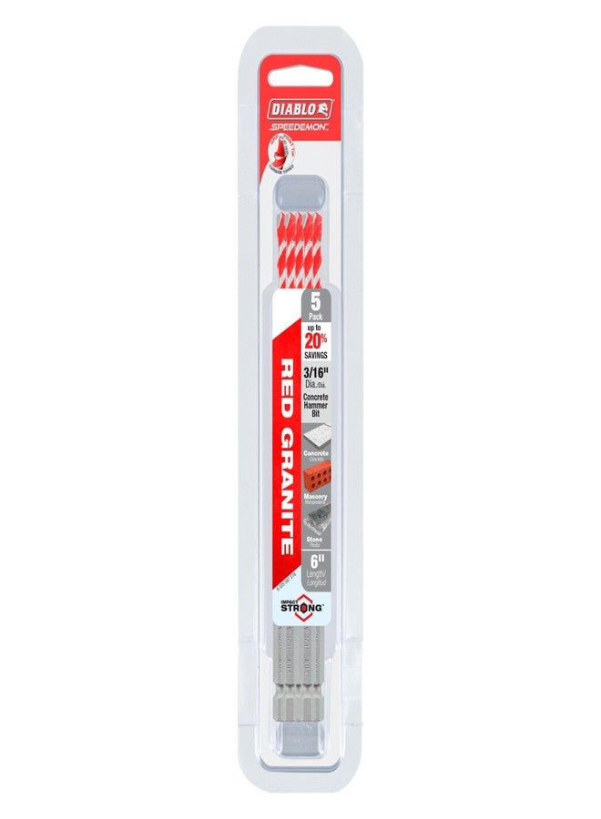 ديابلو DMARG1030-P5 3/16"x4"x6" SPEEDemon مثقاب مطرقي برأس من كربيد الجرانيت الأحمر (عبوة من 5 قطع) - Image 2