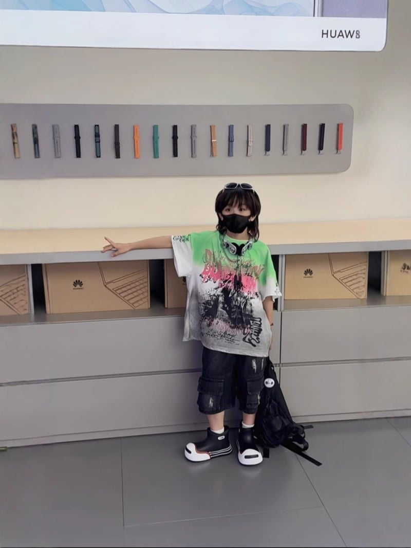 Children'S 2025 Summer Relaxed-Fit Fashion Graffiti Hip-Hop Color-Matching European Fashion Brand T-Shirt Short-Sleeve - Image 3