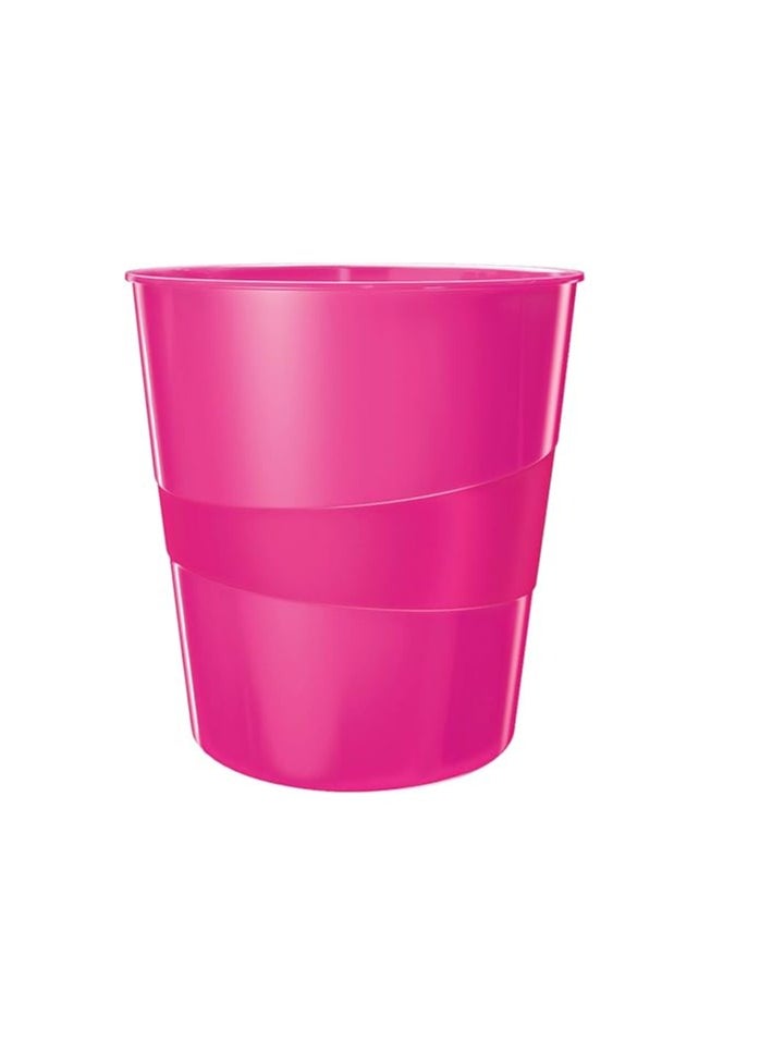 LEITZ Leitz 15 Litre Waste Bin, Plastic, Wow Range, Metallic Pink  - Image 1