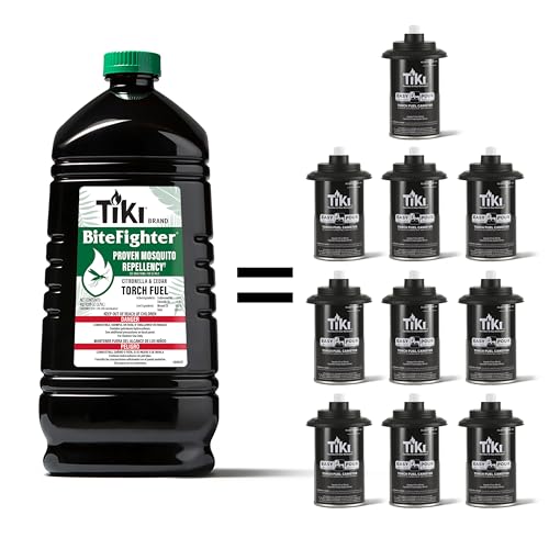 TIKI BiteFighter Mosquito Repellent Torch Fuel - 1 Gallon (128 oz.), Citronella & Cedar Formula for Mosquito Repellency, Easy Pour Bottle, Use with Torches & Table Torches, Outdoor & Backyard Use - Image 4