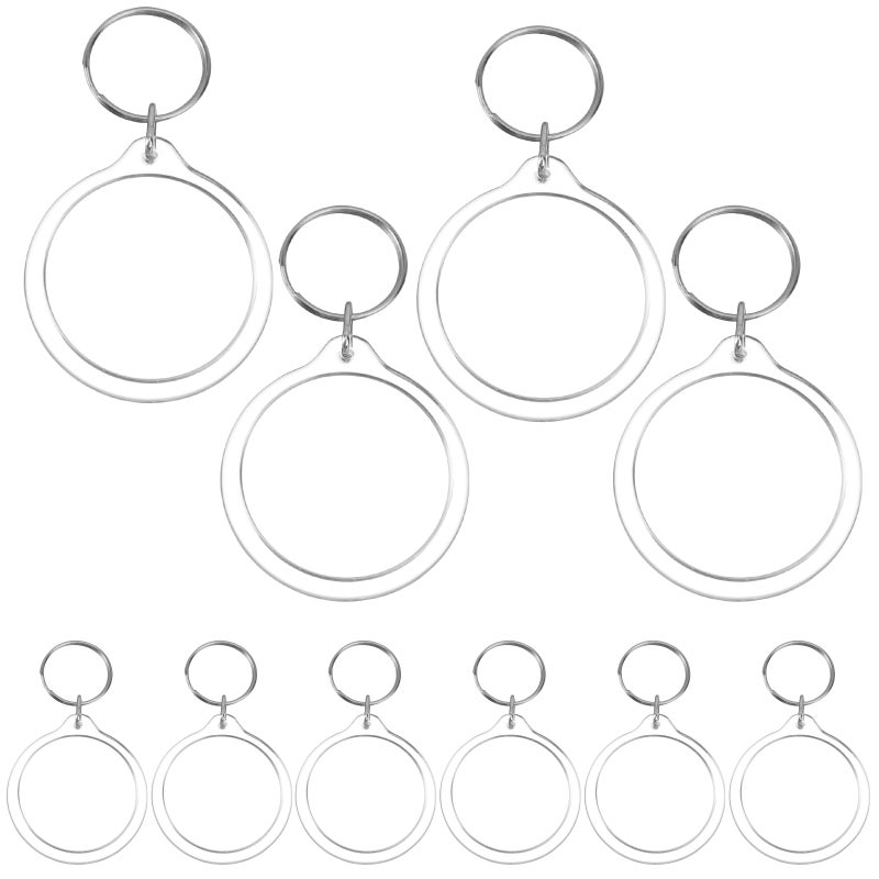 10pcs Round Blank Insert Photo Picture Frame Split Keychain - Image 1