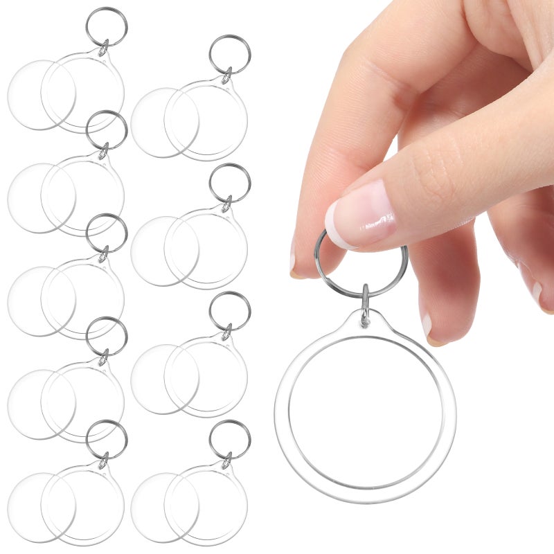 10pcs Round Blank Insert Photo Picture Frame Split Keychain - Image 3