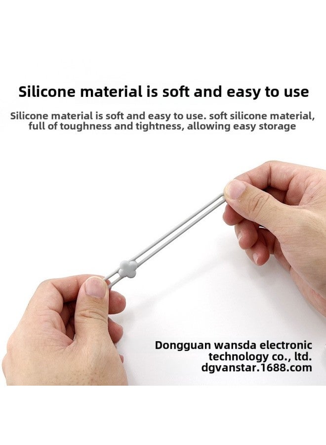 Loquat Silicone Cable Tie Anti-loss Earphone Cable Data Cable Storage Arranger Self-locking Tape Tape-Color:Four-Leaf Clover Silicone Tie Gray - Image 5