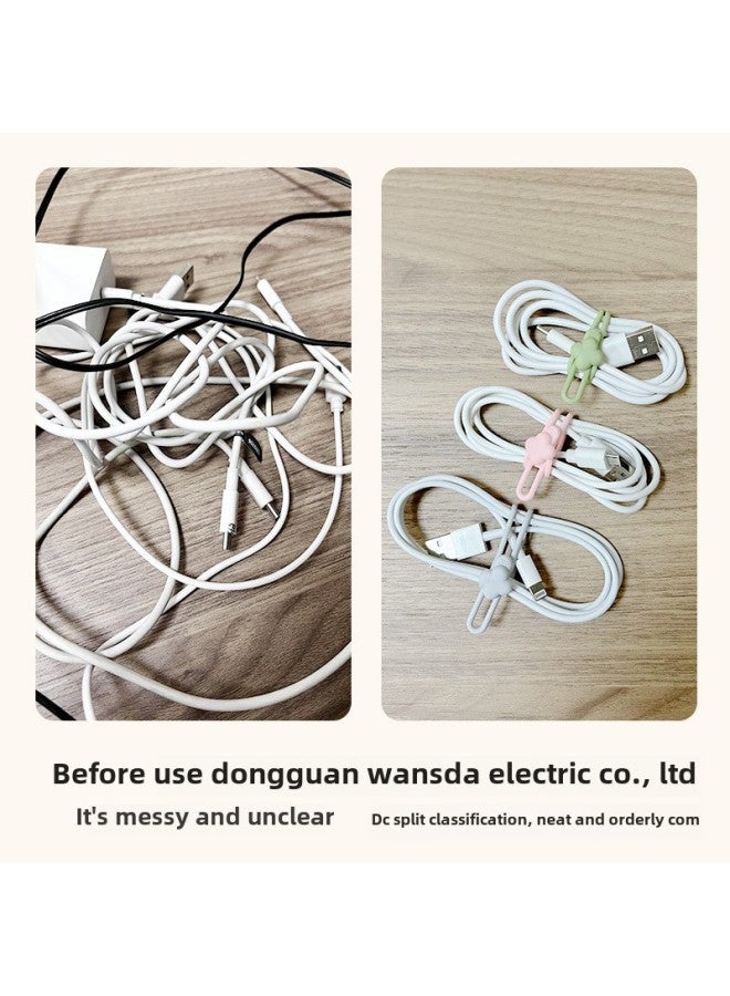 Loquat Silicone Cable Tie Anti-loss Earphone Cable Data Cable Storage Arranger Self-locking Tape Tape-Color:Four-Leaf Clover Silicone Tie Gray - Image 3