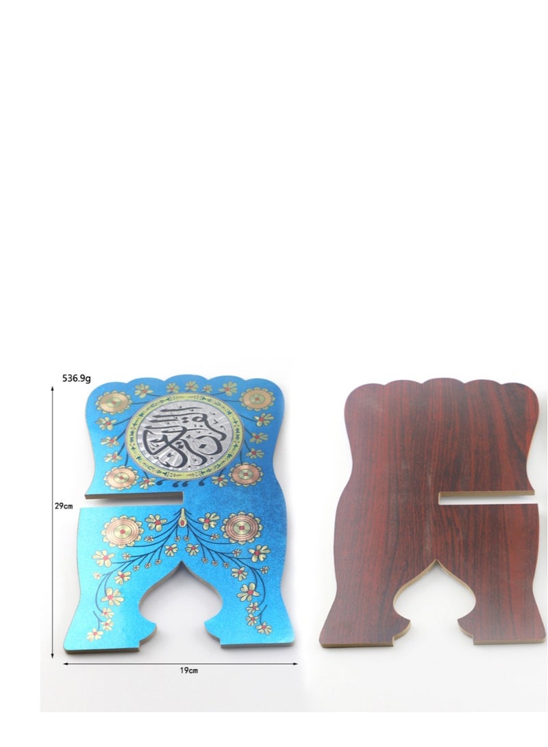 Y&D Quran Book Stand, Quran Holder Book Stand, Foldable Wooden Book Stand with Intricate Carvings for Bible Quran Eid Mubarak Ornament  - Image 3