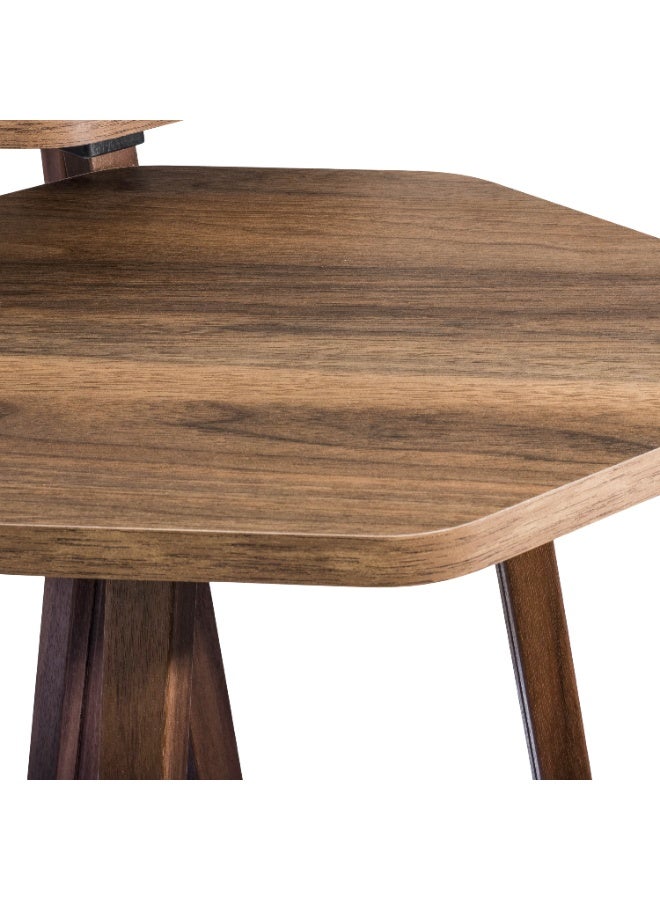 evistar 3-piece Ribbed table set made of high-quality Turkish wood with a modern design - Image 2
