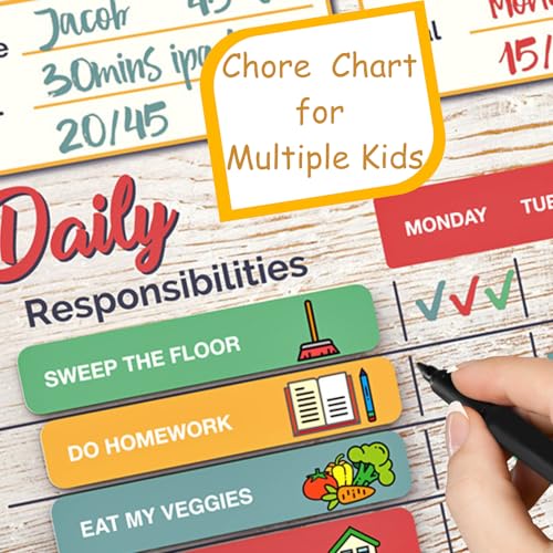 OWLCONIC Premium Large Magnetic Chore Chart for Kids Multiple Kids - Chore Board - Behavior Tracker at Home - Reward Board - Daily Responsibility Schedule - Teens Incentive Routine - Magnetic for Refrigerator - Image 1