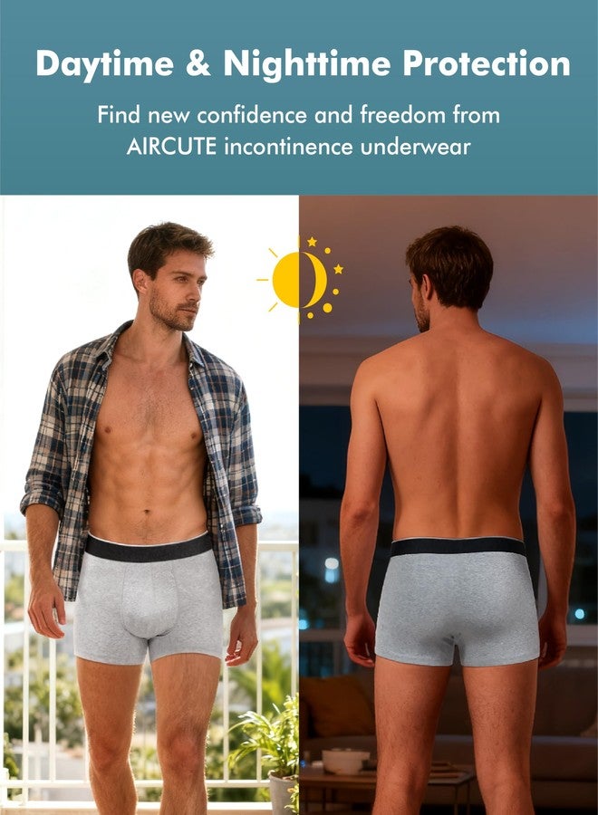 AIRCUTE ملابس داخلية رجالية من AIRCUTE لعلاج سلس البول، قابلة للغسل، فائقة الامتصاص، ناعمة، مانعة للتسرب، سعة 60 مل، عبوة من 3 قطع (مقاس متوسط، أسود-أسود-رمادي) - Image 3