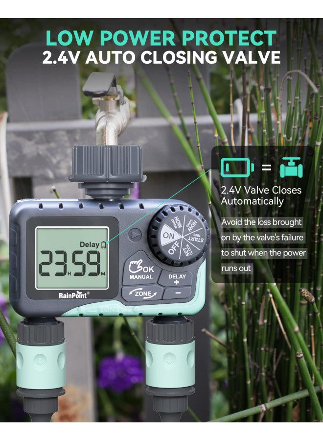 RAINPOINT Water Timer for Garden Hose - 2 Zone Sprinkler Timer with Rain Delay/Manual Watering/Automatic Irrigation Controller System - Water Hose Timer Programmable Faucet Timer for Yard Lawn - Image 5