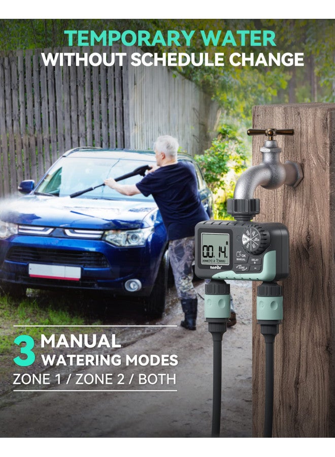 RAINPOINT Water Timer for Garden Hose - 2 Zone Sprinkler Timer with Rain Delay/Manual Watering/Automatic Irrigation Controller System - Water Hose Timer Programmable Faucet Timer for Yard Lawn - Image 3