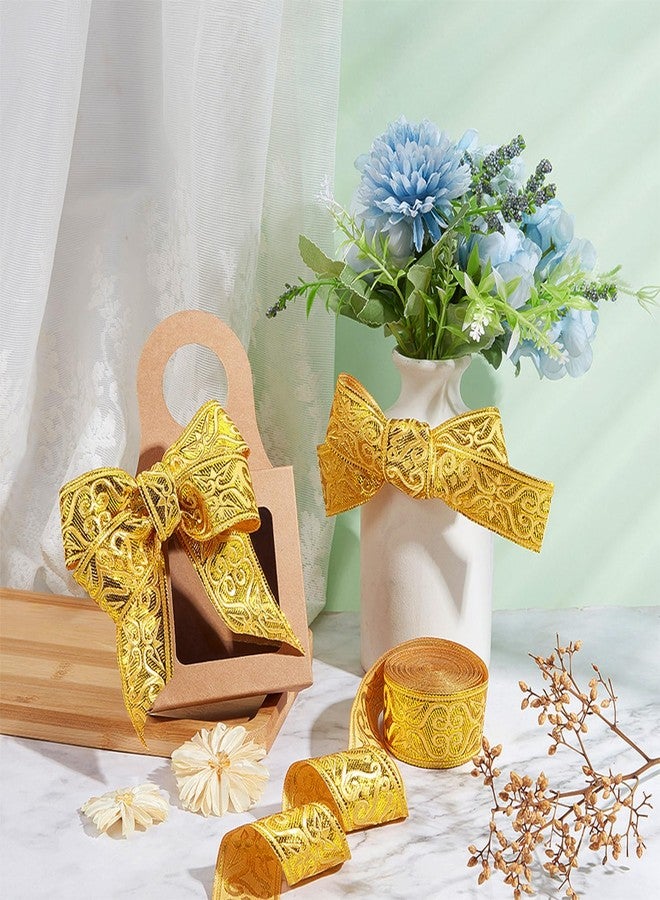 NBEADS 7.7 Yards Gold Jacquard Ribbon Trim, 1-1/4 Inch Wide Boho Woven Trim Ethnic Floral Ribbon Embroidery Polyester Flat Ribbon for DIY Craft Clothing Accessories Decorations - Image 5
