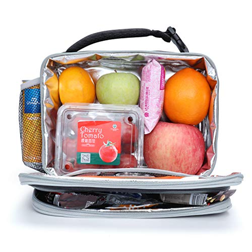 Amersun Kids Lunch Box, Insulated School Lunch Bag with Padded Liner Keep Food Warm Cold for Long Time,Water-resistant Thermal Travel Office Lunch Cooler for Girls Boy-2 Pocket,Black - Image 2