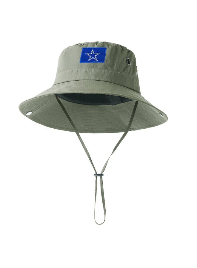 Dallas Cowboys Olive Green Wide-Brim Bucket Hat with Adjustable Chin Strap