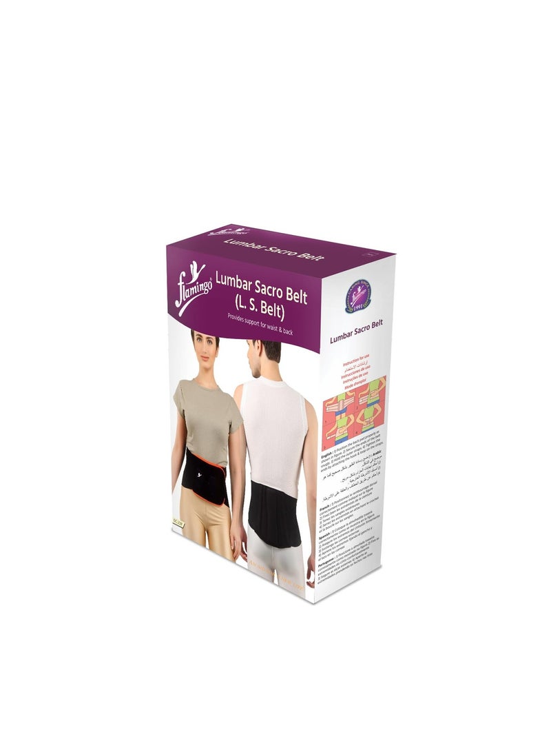 Flamingo Lumbar Sacro Belt For Back Pain Relief | Back Support & Posture Correction | Osteoporosis , Fracture & Injury Recovery | Dual Adjustable Straps | Back Brace For Men & Women | Beige | Size - Image 5