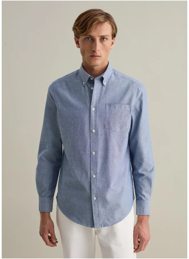 Ovs Oxford cotton shirt with button-down collar