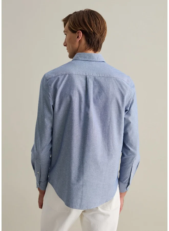 او في اس Oxford cotton shirt with button-down collar