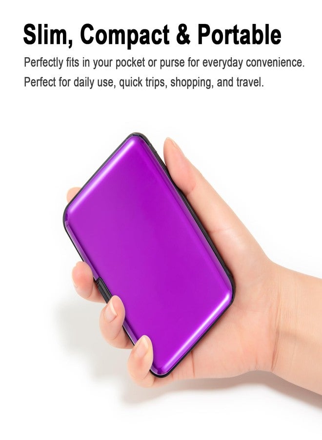 Kaabao Credit Card Holder Small RFID Blocking Wallet Business Metal Slim Mini Aluminum Hard Case for Women Men (Vibrant Purple) - Image 4