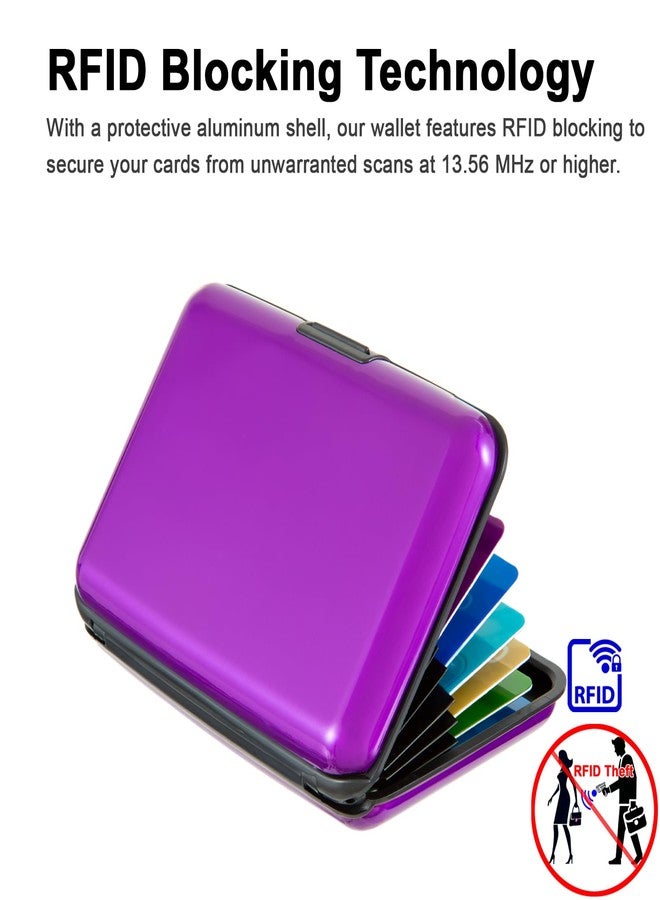 Kaabao Credit Card Holder Small RFID Blocking Wallet Business Metal Slim Mini Aluminum Hard Case for Women Men (Vibrant Purple) - Image 3
