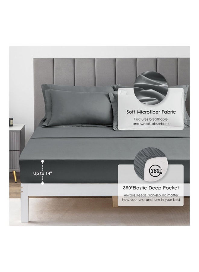 SIGNOOLA - Signoola Diamond Microfiber Heavy Comforter, 4.5 kg ,Set of 4 Piece (1 Comforter Blanket , 2 Pillow Cases , 1 Fitted sheet ), (240 cm x 250 cm), Super Soft Double Bed Blanket for Winter Dark Grey Color - Image 1