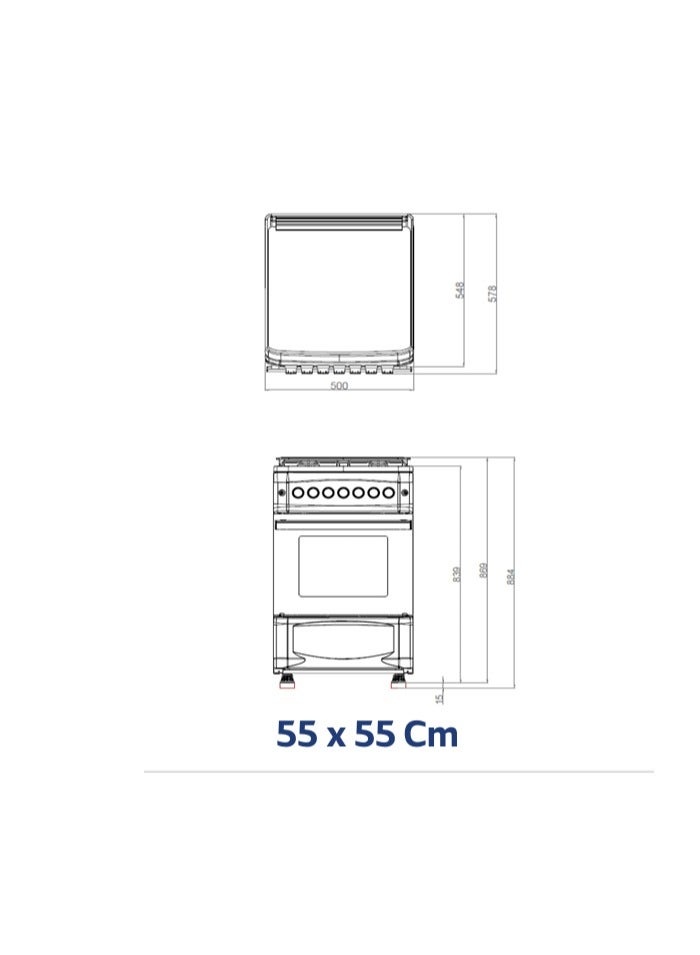 Starway 50x55cm Gas Cooker, 4 Burners Wide Pan Support, Auto Burn, Total Safety, Easy To Clean Surface, Oven Grill with Up & Down Heating, - Image 2