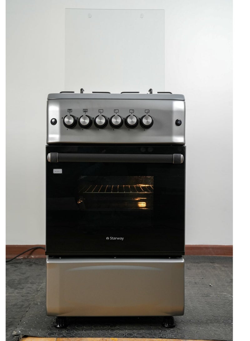 Starway 50x55cm Gas Cooker, 4 Burners Wide Pan Support, Auto Burn, Total Safety, Easy To Clean Surface, Oven Grill with Up & Down Heating, - Image 4