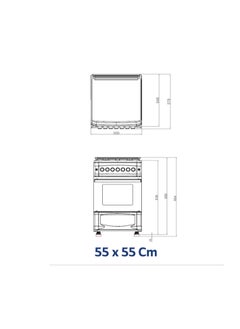 Starway Starway 50x55cm Gas Cooker, 4 Burners Iron Cast Pan Support, Auto Burn, Total Safety, Easy To Clean Surface, Oven Grill with Up & Down Heating,  - Image 3