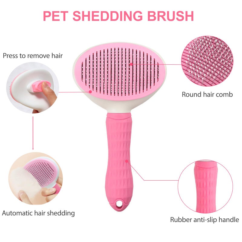 Kemodia 6PCS Pink Dog Washing Kit with Dog Brush, Shampoo Brush, Bath Scrubber,Washing Gloves, 39.7" Ã— 20.5" Towel and Big Toiletries Bag. - Image 2