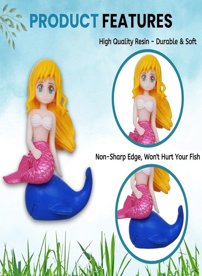 TRADESK Anky Aquarium Decorative Ornament - (Seap + Dolphin Mermaid) | Cute Little Divers for Fish Tank | Creative Aquarium & Terrarium Accessory | Marine Landscape Resin Sculpture Pack of 2 - Image 4