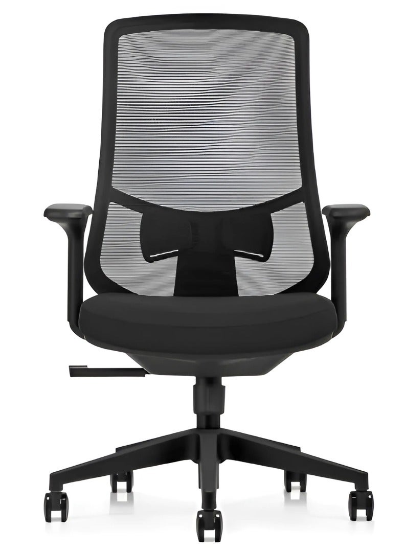 AMFAH Staff Chair – WENDY MB | Medium Back Design with 3D Armrests | Durable Nylon Frame & Adjustable Lumbar Support | - Image 1