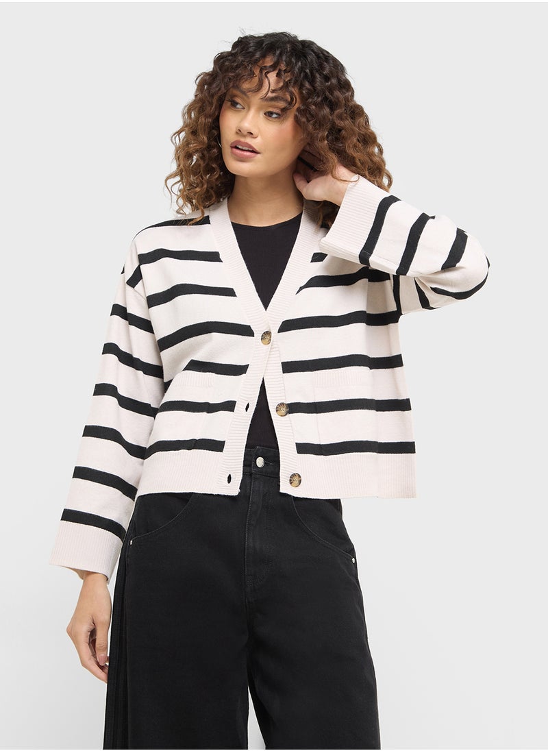 ONLY Stripes Button Down Cardigan  - Image 1