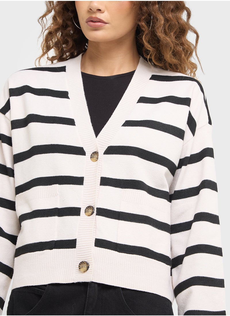 ONLY Stripes Button Down Cardigan  - Image 3