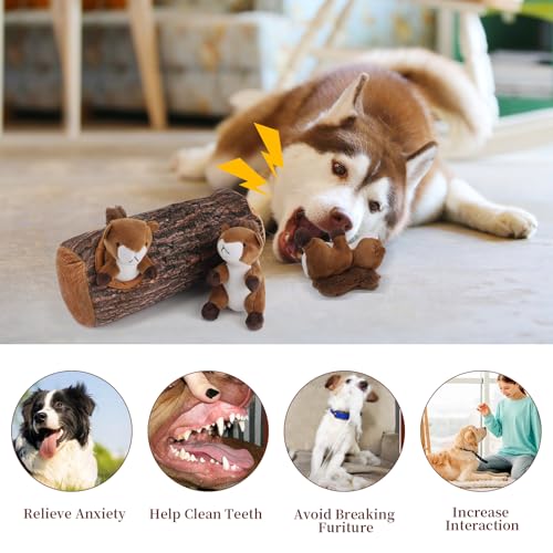 IFOYO Squirrel Hide and Seek Dog Toy, Squeaky Interactive Dog Toys for Boredom, Plush Dogs Toys to Keep Them Busy, Relive Anxiety, Attract Attention, Puzzle Toy for Smal and Medium Dogs - Image 3