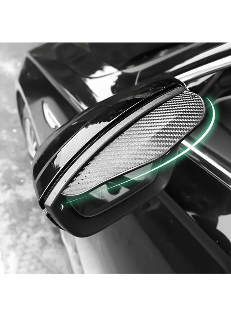 KASTWAVE مرآة الرؤية الخلفية الجانبية للسيارة، واقي من المطر، قطعتان من مرآة الرؤية الخلفية للسيارة والشاحنة، واقي من المطر والحاجب، واقي من الشمس، غطاء مقاوم للماء من ألياف الكربون مع ملصق تثبيت 3M (أسود)  - Image 3