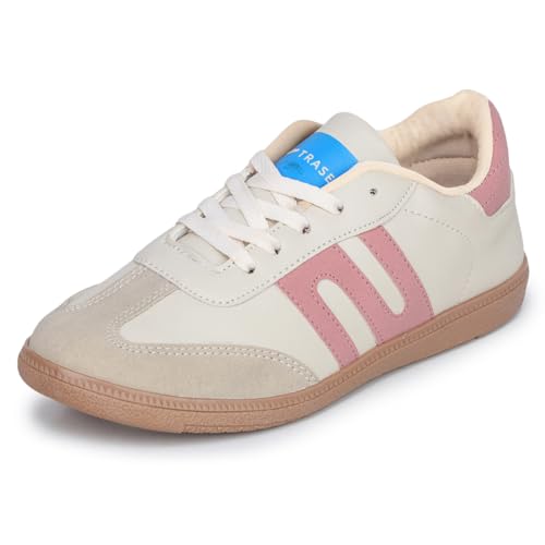 TRASE Casual Sneaker Shoes for Women | Soft Cushioned Insole | Sneakers for Woman | Lightweight | Comfortable | Stylish, Trendy Girls and Women Sneakers with Laces (Peach-Cream, 8 UK) - Image 1