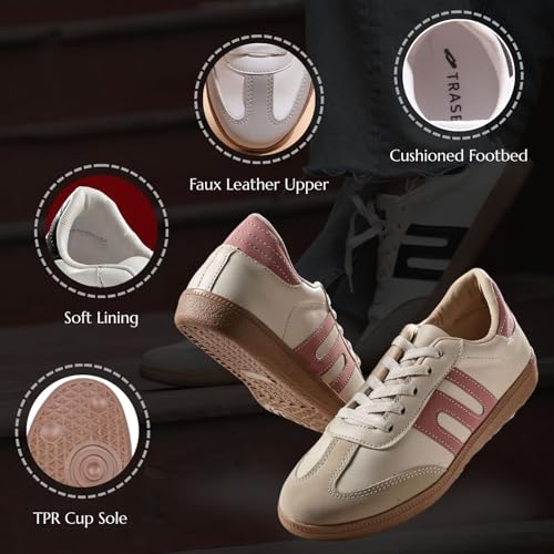 TRASE Casual Sneaker Shoes for Women | Soft Cushioned Insole | Sneakers for Woman | Lightweight | Comfortable | Stylish, Trendy Girls and Women Sneakers with Laces (Peach-Cream, 8 UK) - Image 2