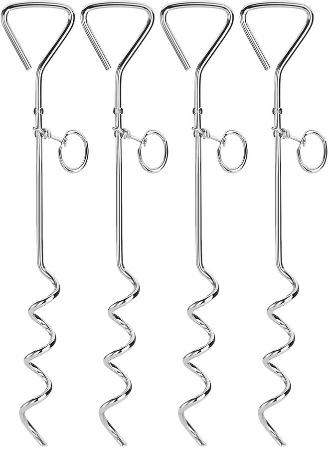 Fasmov 4 Pack 16" Dog Stake, Metal Spiral Anchor Tie-Out with Ring, Spiral Tie Out Stake for Dogs - Image 1