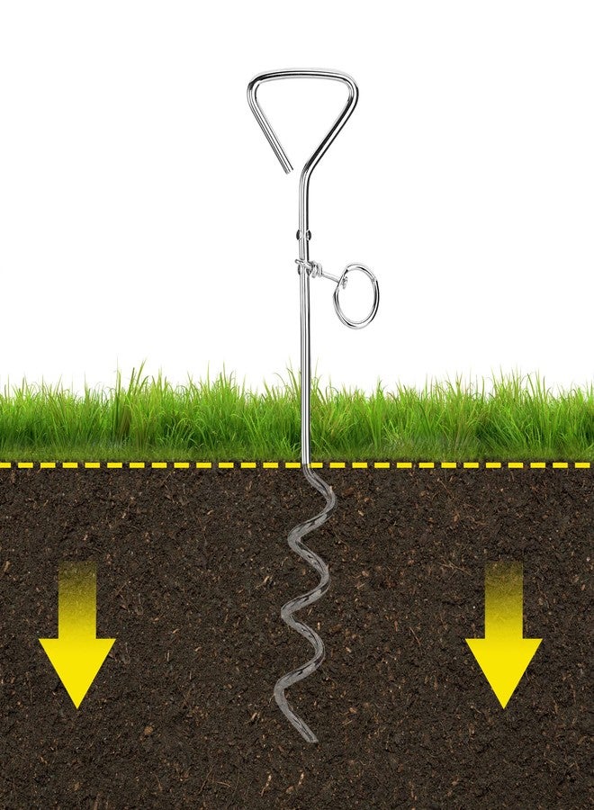 Fasmov 4 Pack 16" Dog Stake, Metal Spiral Anchor Tie-Out with Ring, Spiral Tie Out Stake for Dogs - Image 5