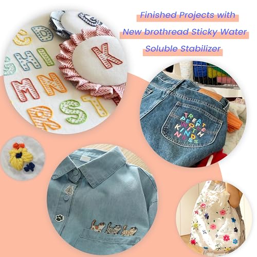 Craftido 8.5"x11" 12PCS Sticky Water Soluble Embroidery Stabilizer Printable Dissolving Paper Medium Weight Allowed for Print or Draw Patterns Best for Hand & Machine Embroidery - Image 5