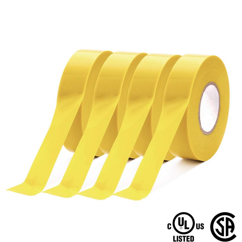 Xtricity Vinyl Yellow Electrical Tape 3/4 inch x 66 Ft for Electrical Insulation, Wire Bundling and DIY Repairs – Durable, Stretchy, General Purpose – Up to 600V (4 Pack) - Image 3
